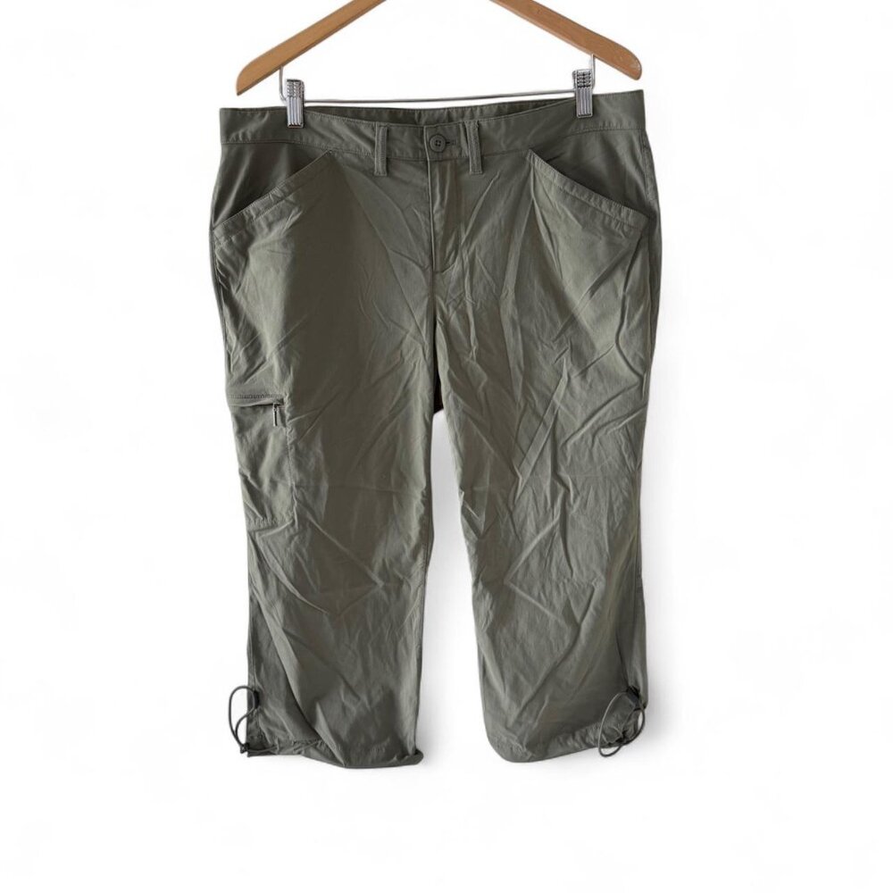 Eddie Bauer Sz 14 Women's Olive Green Travex Nylon Hiking Capri Pants
